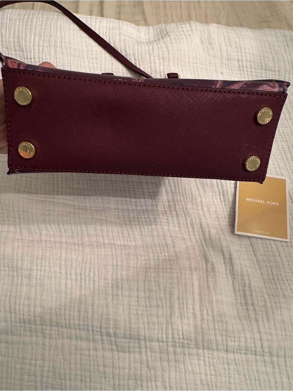 Michael Kors Plum Paisley Saffiano Mini Tote with Gold Hardware - Picture 4 of 5